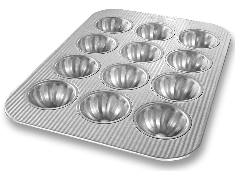 USA Pan Bakeware Aluminized Steel Mini Fluted Cupcake Pan, 12-Well