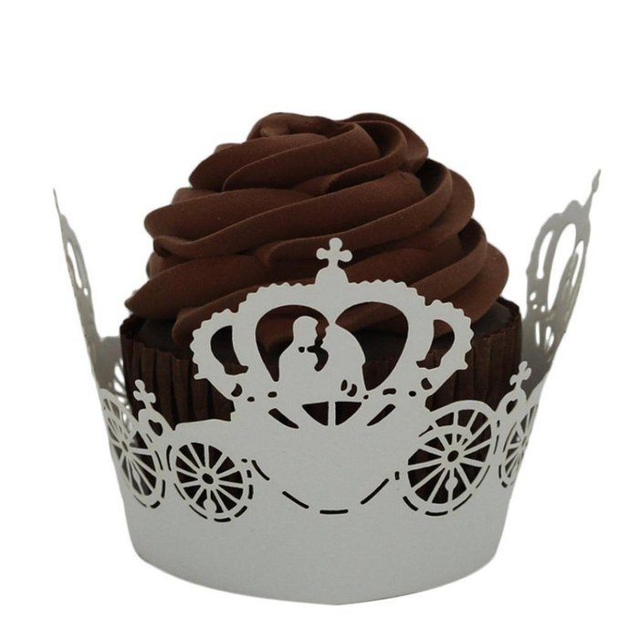 50pc Hollow Christmas Cup Cake,Morecome Cupcake Wrapper Liner Baking Cup Muffin (White) N6