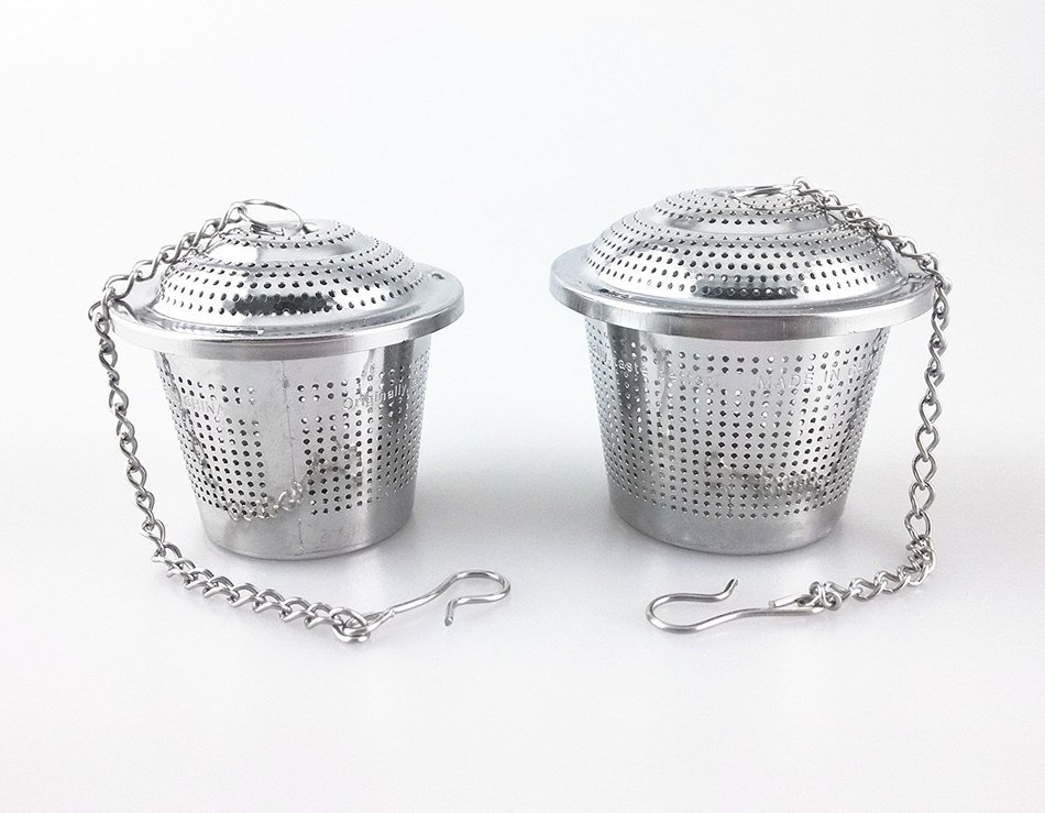 yueton 2pcs Stainless Steel Loose Leaf Tea Fine Mesh Infuser Strainer with Extended Chain N5