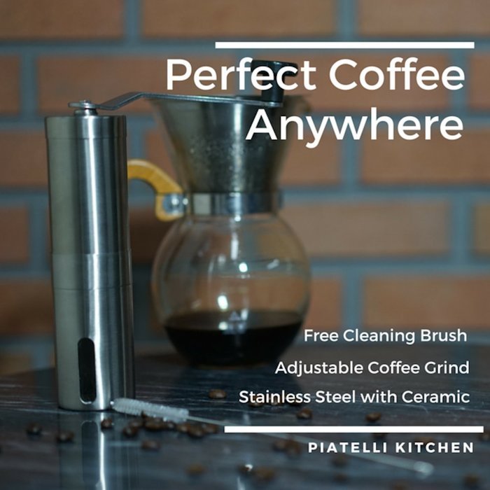 Portable Handheld Coffee Grinder - Ceramic Burr and Professional Grade Stainless Steel. Perfect Manual Coffee... N8