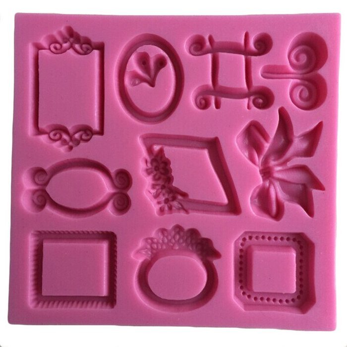 FLY 3D Silicone Mold Photo Frame and Picture Frame Shape Lace Cake Tools,Pink N5