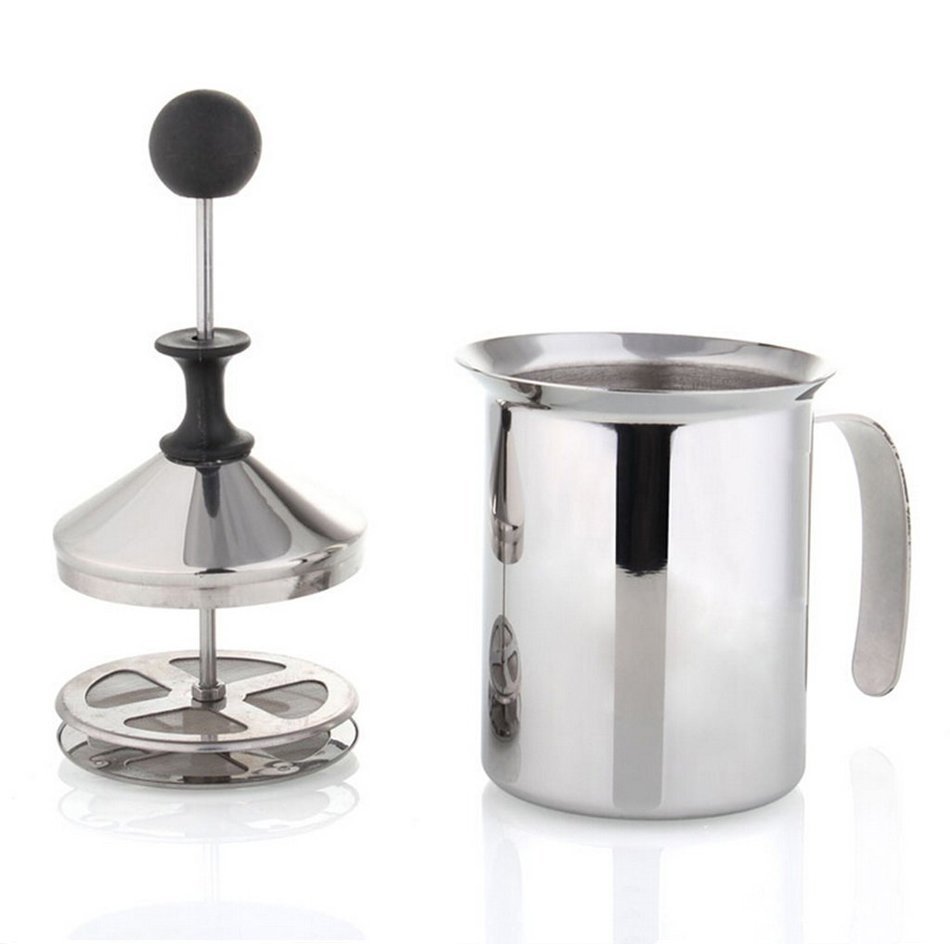 Wowlife Double Stainless Steel Mesh Milk Frother Milk Foamer Milk Creamer Froth Pump (800ml / 27oz)