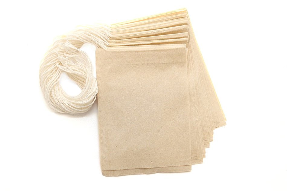 Natural, Unbleached Empty Drawstring Tea Filter Bags w/ Free Tea Bag Squeezer | Biodegradable Paper Tea Bags for... N2