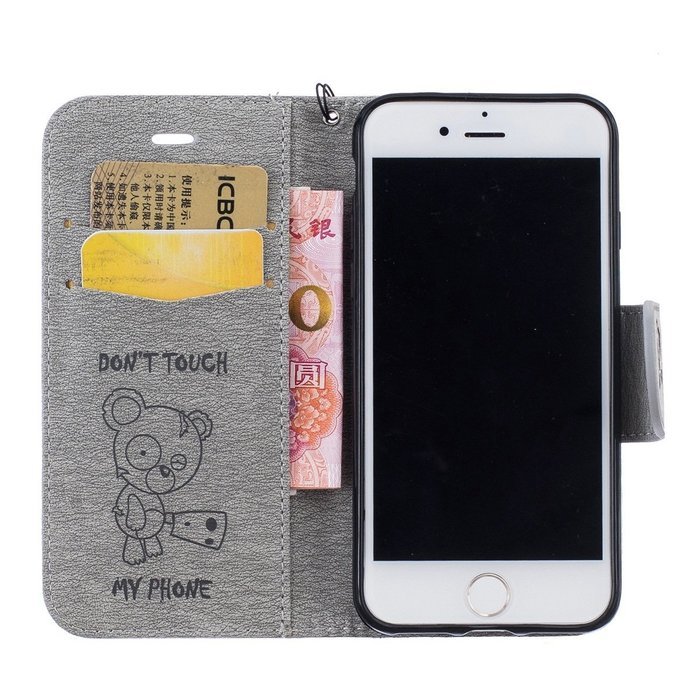 iPhone 7 Plus Case, iPhone 7 Plus Wallet Case,PHEZEN Cute Bear Don't Touch My Phone Design PU Leather Wallet Case... N83