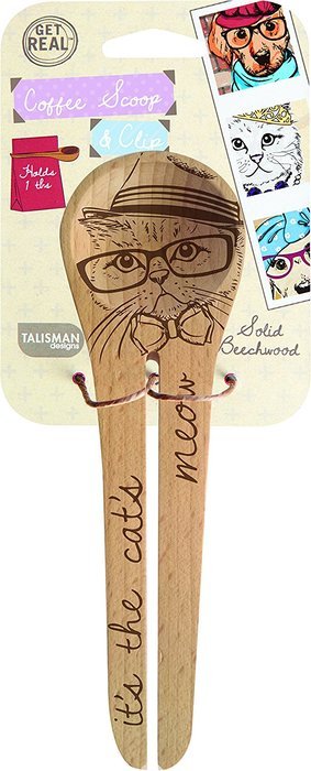 Talisman Designs Coffee Scoop & Clip, Solid Beechwood, Laser Etched Dog Collection N8