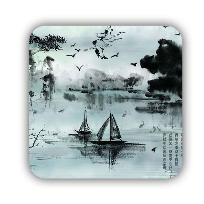 Generic Mdf Cup Mat Design Asian Chinese Painting Ink Well N5