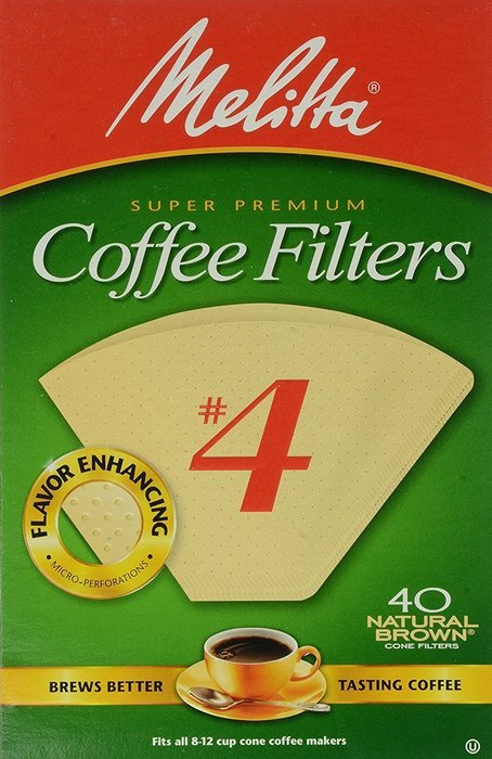 Melitta Cone Coffee Filters No. 4 Unbleached Natural Brown 40 Count Pack of 2 (80 Filters Total)