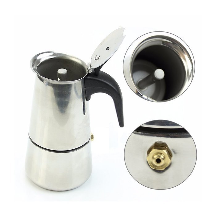 MAYMII 2 Cup/100ml Stainless Steel Moka Espresso Latte Percolator Stove Top Coffee Maker Pot N2