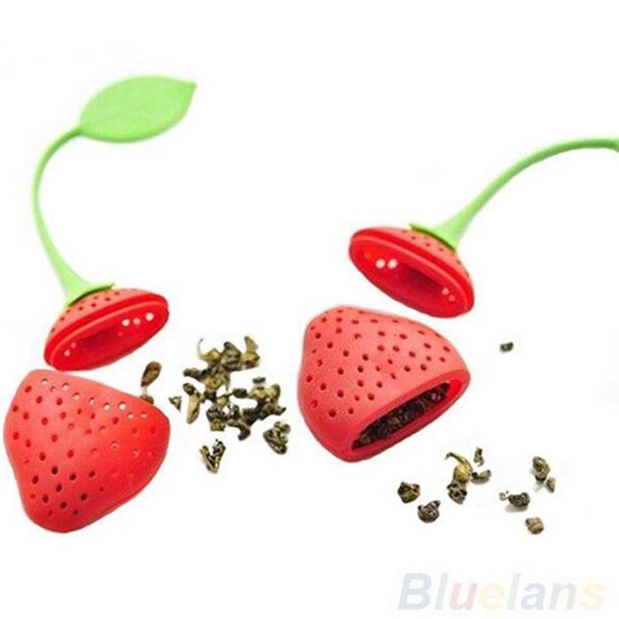 Reusable Food Safe Silicone Red Strawberry Shaped Tea Leaf Bag Holder Tea Coffee Herb Punch Filter Tea Infuser N9