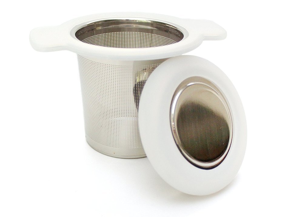 Tea Infuser w/ FREE Spoon - Stainless Steel Extra-Fine Best Brew-in-Mug - Standard Size Tea Strainer with Silicone...