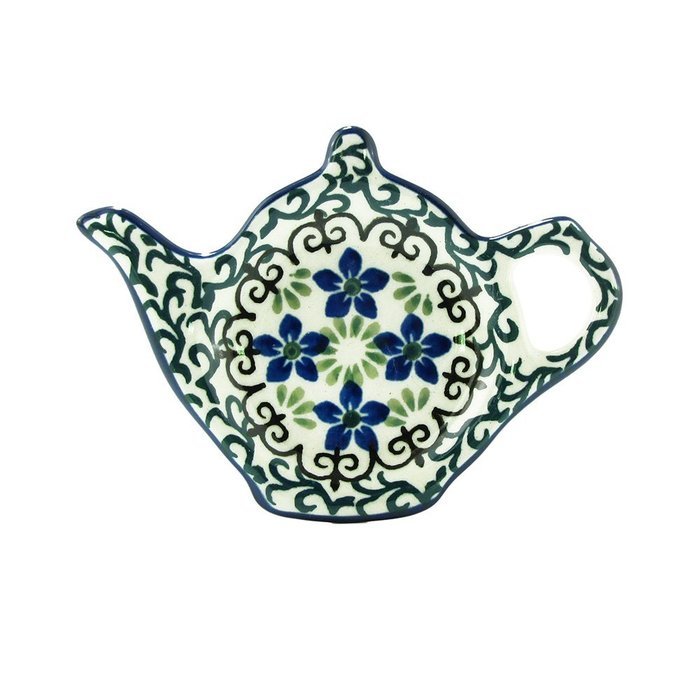 Polish Pottery Teapot Teabag Holder Boleslawiec Poland Traditional Stoneware Pattern 766-1073