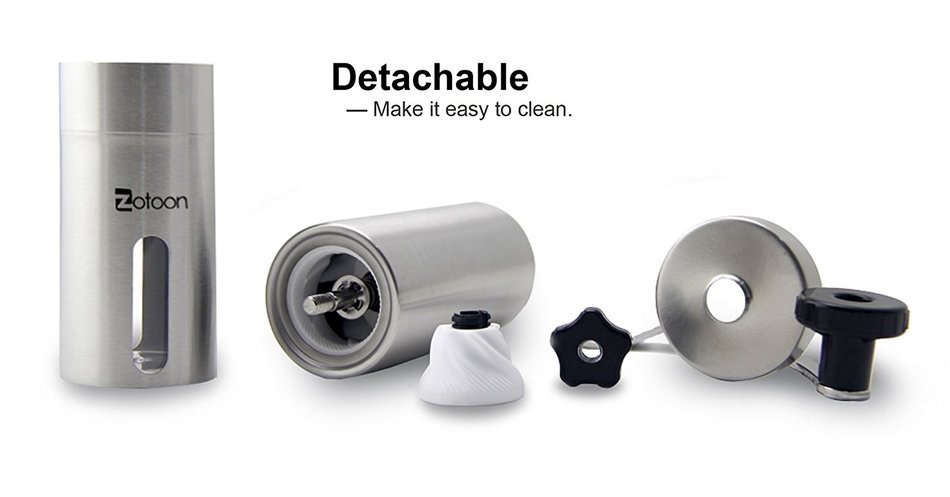 Zotoon Manual Ceramic Burr Coffee Grinder - Best Hand Coffee Bean Mill - Aeropress Compatible N3
