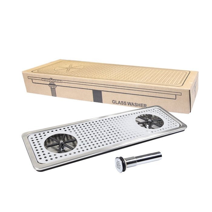 YBB Cup Washer Dispense Rinser with Two Side Sprays,Drain and Drip Tray,Stainless Steel Glass Washer for Bar Coffee... N5