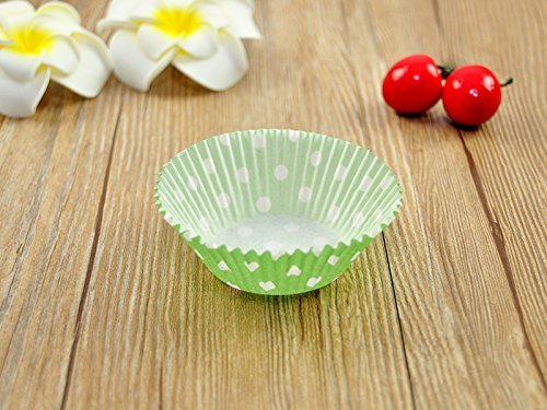 100 PCS Green w/ White Polka Dot Paper Cupcake Cups N5
