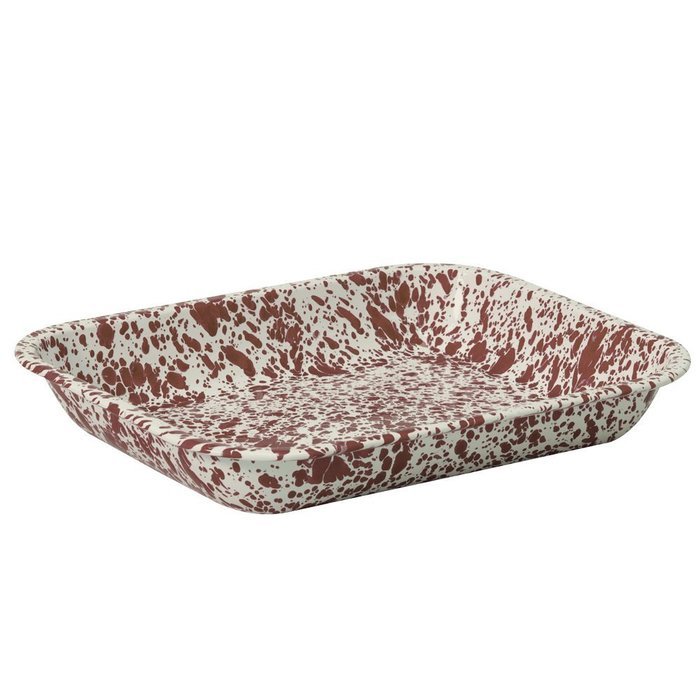 Enamelware Large Roasting Pan - Solid White with Blue Rim N8