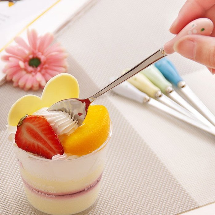 Ceramics Stainless Steel Tableware Creative 5-pieces Coffee Scoops Stirring Sugar Tea Spoons N7