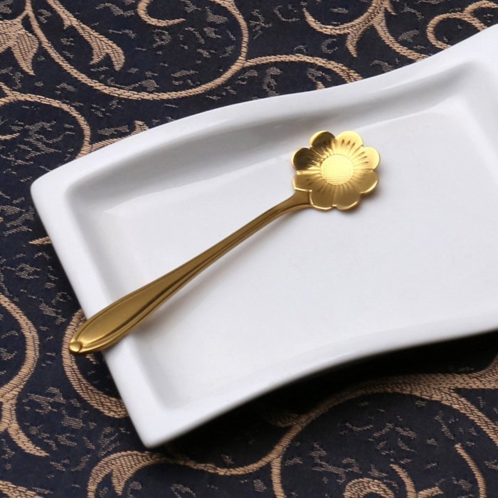 Stainless Steel Tableware Creative Coffee Scoops Stirring Spoon Sugar Spoon Set of 5 (Gold) N3
