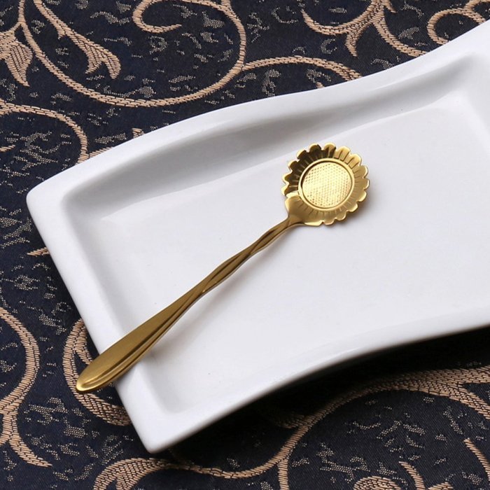 Stainless Steel Tableware Creative Coffee Scoops Stirring Spoon Sugar Spoon Set of 5 (Gold) N4
