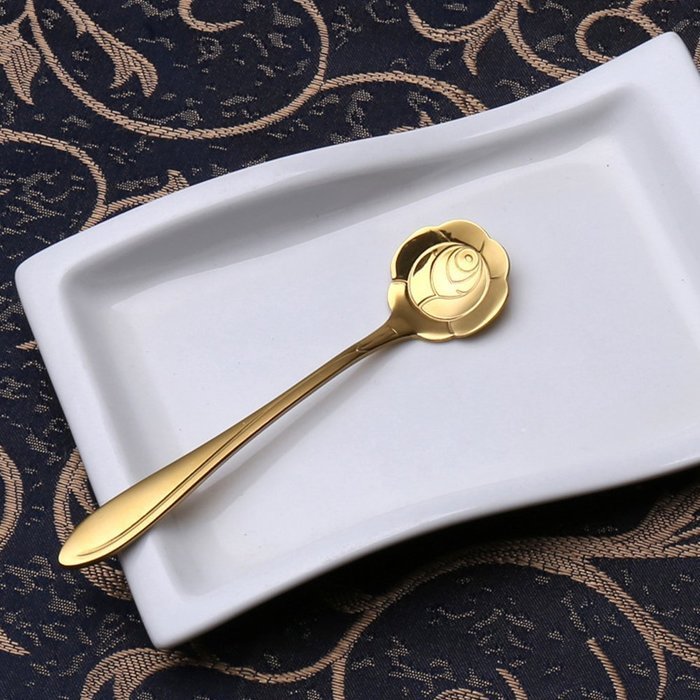 Stainless Steel Tableware Creative Coffee Scoops Stirring Spoon Sugar Spoon Set of 5 (Gold) N5