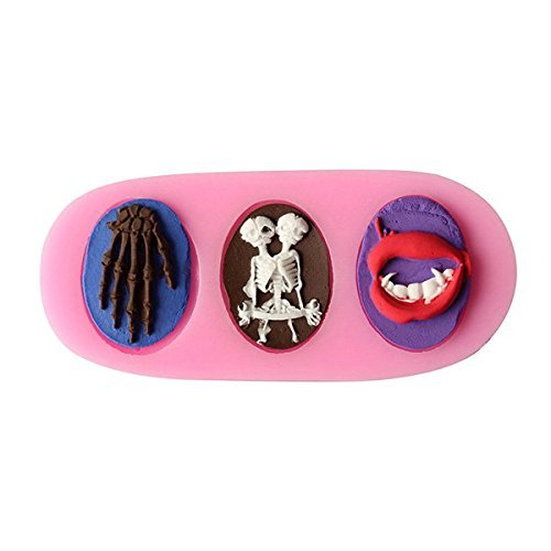 Bluelover 3D Halloween Skull Shape Fondant Cake Silicone Mold Candy Jelly Chocolate Mold Cake Decorator Baking... N3