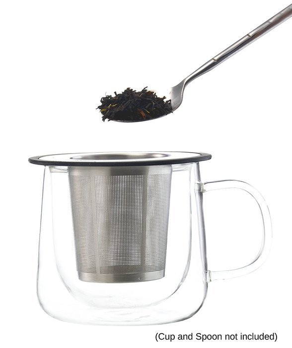 GROSCHE London Drop In Ultra Fine Laser Cut Stainless Steel Tea Infuser (Brew-in-cup infuser) with lid, trivet... N6