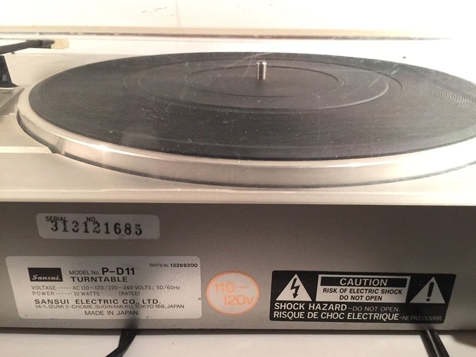 SANSUI Turntable Model P-D11 Vintage Record Player With Audio Technica Stylus N3