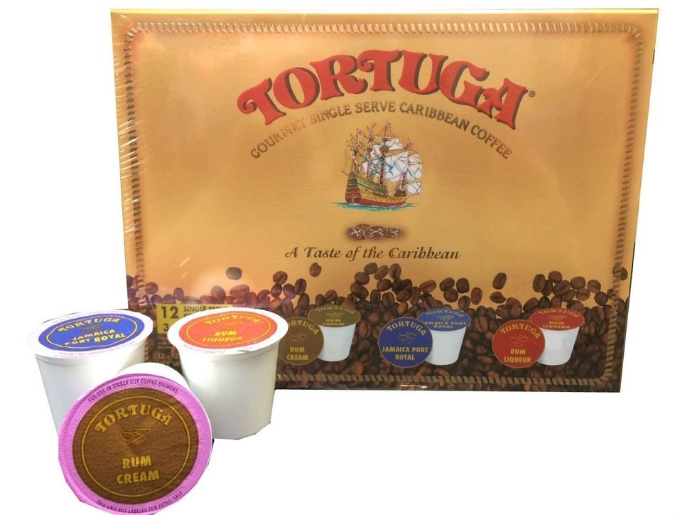 Tortuga Caribbean Rum Cake Single Serve Caribbean Coffee for Keurig and Single Serve Brewers. K Cup.