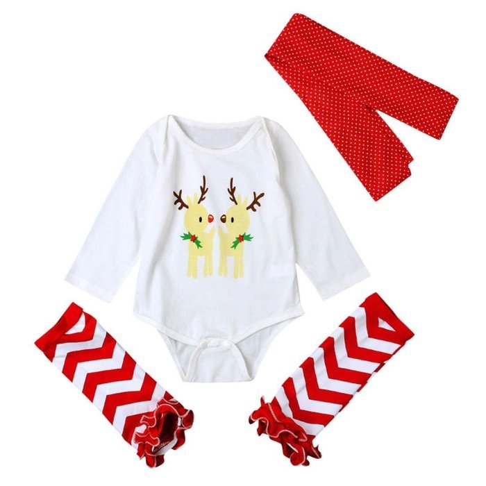 Clothes Set ,BeautyVan 3Pcs Newborn Baby Set Clothes Xmas Elk Romper Bodysuit Leg Warmer Outfits Gift (24M, Red) N6