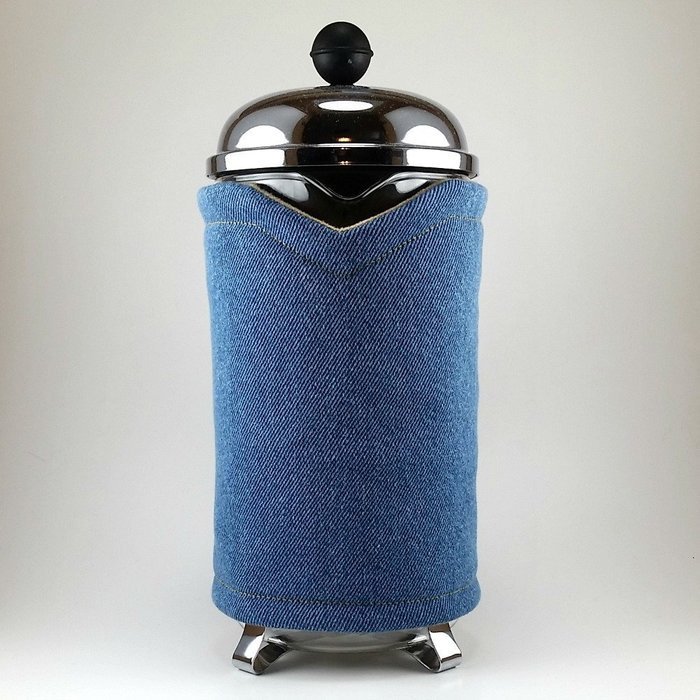 French Press Cozy, Denim, Insulated Cafetiere Cosy, 8 cup, Handmade N4
