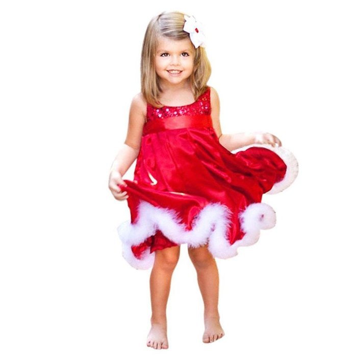 Baby Girls Xmas Gift,Morecome Kids Girls Christmas Party Red Dresses N3