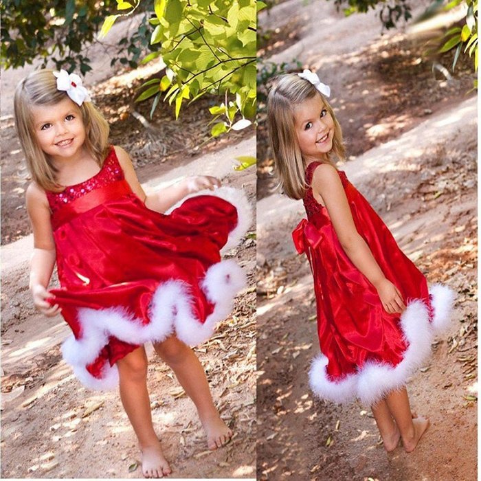 Baby Girls Xmas Gift,Morecome Kids Girls Christmas Party Red Dresses N4