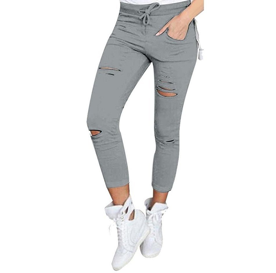 Pencil Pants,Morecome Women Skinny Ripped Pants High Waist Stretch Slim Pencil Trousers N7