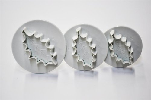 NY CAKE Holly Leaf Plunger Cutter Large, Set of 3