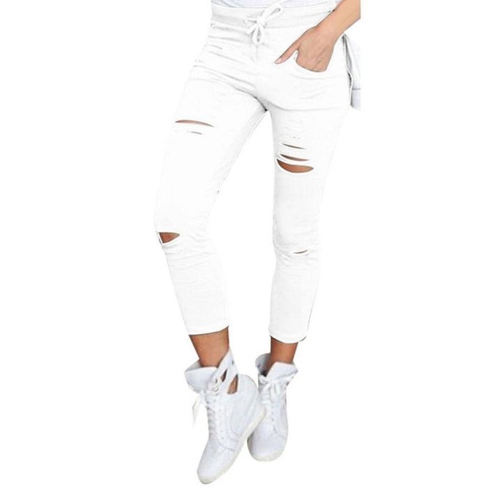 Pencil Pants,Morecome Women Skinny Ripped Pants High Waist Stretch Slim Pencil Trousers N9