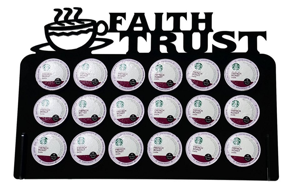 Marketing Holders Christian Religious ( FAITH TRUST ) 18-Slot Acrylic Keurig K-Cup Coffee Pod Holder (Translucent... N3