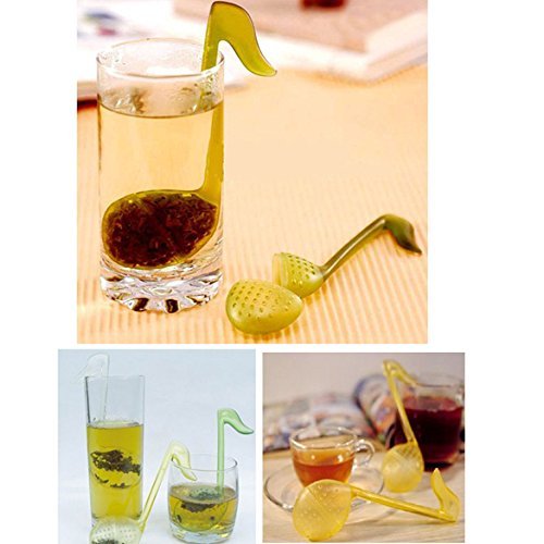 Vktech 1 Piece Hot Tea Strainer Plastic Novelty Musical Note Shape Random Color N3