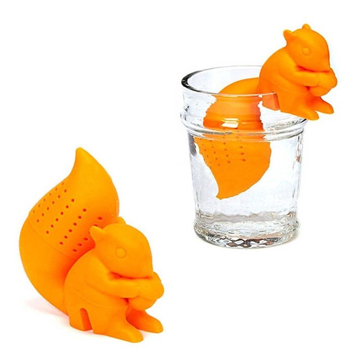 MMRM Silicone Squirrel Style Tea Infuser Leaf Herbal Strainer Filter - Blue N3