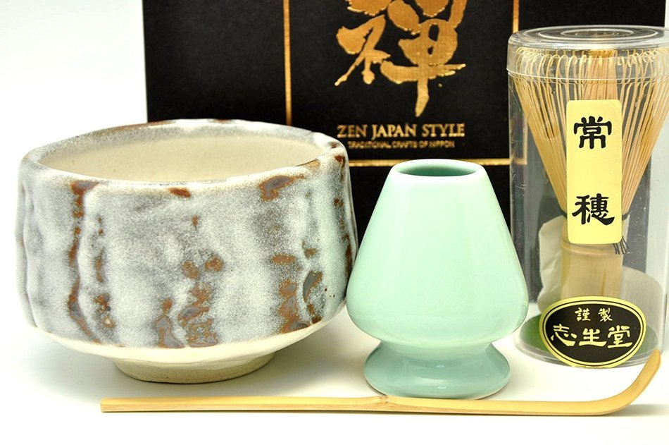 Japanese Mino Yaki ware Matcha Bowl And Tea Ceremony Set Green Tea 11.5 / 11.5 / 8cm (4.5 / 4.5 / 3.1inch)[7400] N2