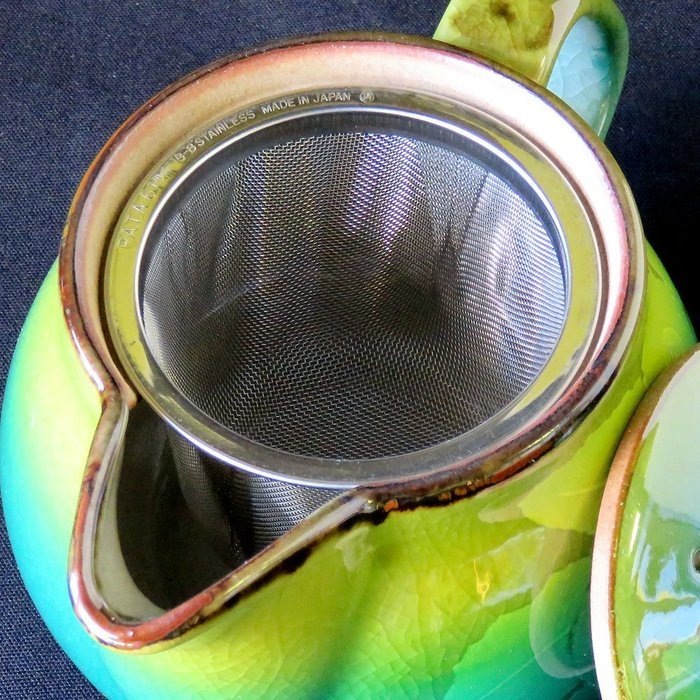 Kutani pottery teapot pot silver sasanqua (with tea strainer) N3