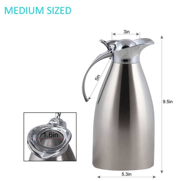 Panesor 68oz Water Coffee Thermal Carafe Vacuum Insulated Stainless Steel Pitcher N11