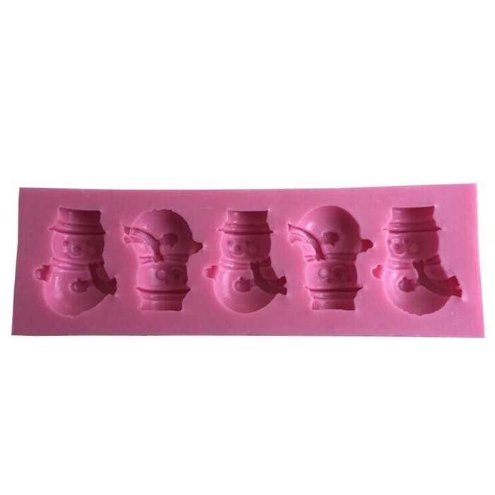 FLY 3D Silicone Snowman Shape Fondant Mold For Cooking Decorating Tools,Pink N5