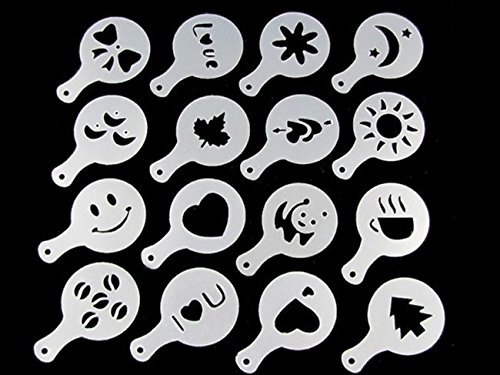 LAUREN STORE, 16Pcs Creative Plastic Garland Mold Stencils Template Fancy Coffee Printing N5