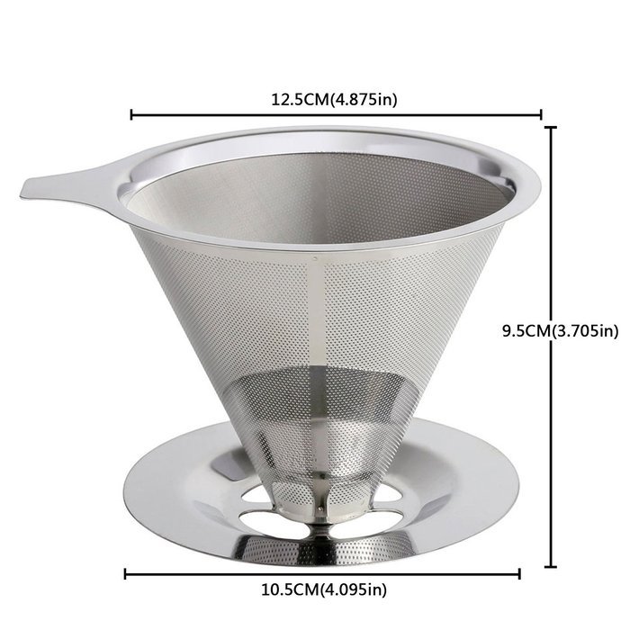 Xcellent Global Pour Over Coffee Dripper Stainless Steel Double Layer Mesh Filter Stand Paperless HG135 N4