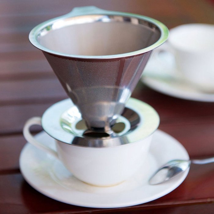 Xcellent Global Pour Over Coffee Dripper Stainless Steel Double Layer Mesh Filter Stand Paperless HG135 N5
