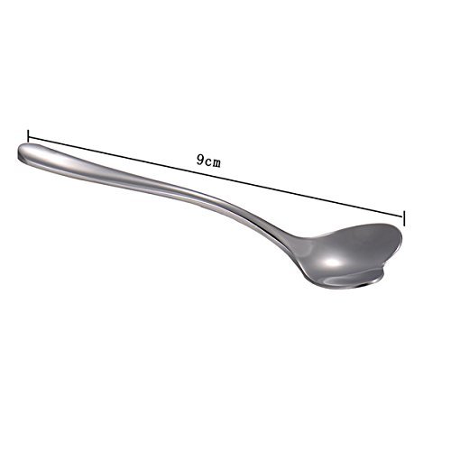 LADEY Heart Shape Stainless Steel Coffee Scoop Polishing Mini Coffee Spoon Teaspoon (2pcs/pack) N7
