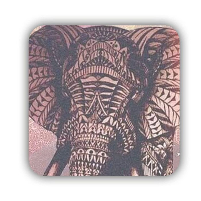 Generic Cup Mat Print Colorful Elephant Drawing 1 Mdf Material Original N5