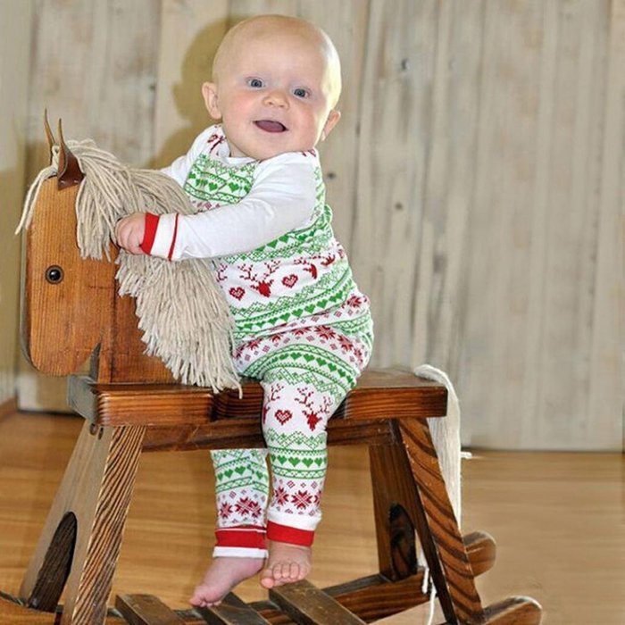 Clothes Set ,BeautyVan Baby Kid Outfit Clothes Christmas Elk Print Blouse T-shirt Top+Long Pants Set (6M, green) N5