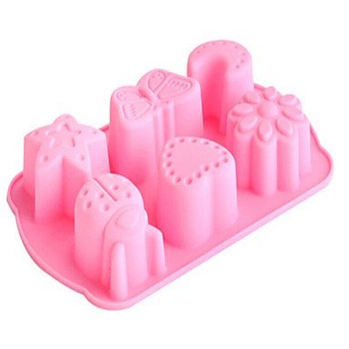 Sher 6 Hole Insects And Moon Shape Cake Mold Ice Jelly Chocolate Molds,Silicone 17&iexcl;&Aacute;11.8&iexcl;&Aacute;3 CM(6.7&iexcl;&Aacute;4.6&iexcl;&Aacute;1.2 INCH) N3