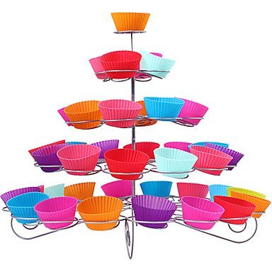 Y&XL&H 41 Count 5 Tier Cupcake Stand for Wedding / Birthday Party, Cupcake Tower, Stainless Steel N6