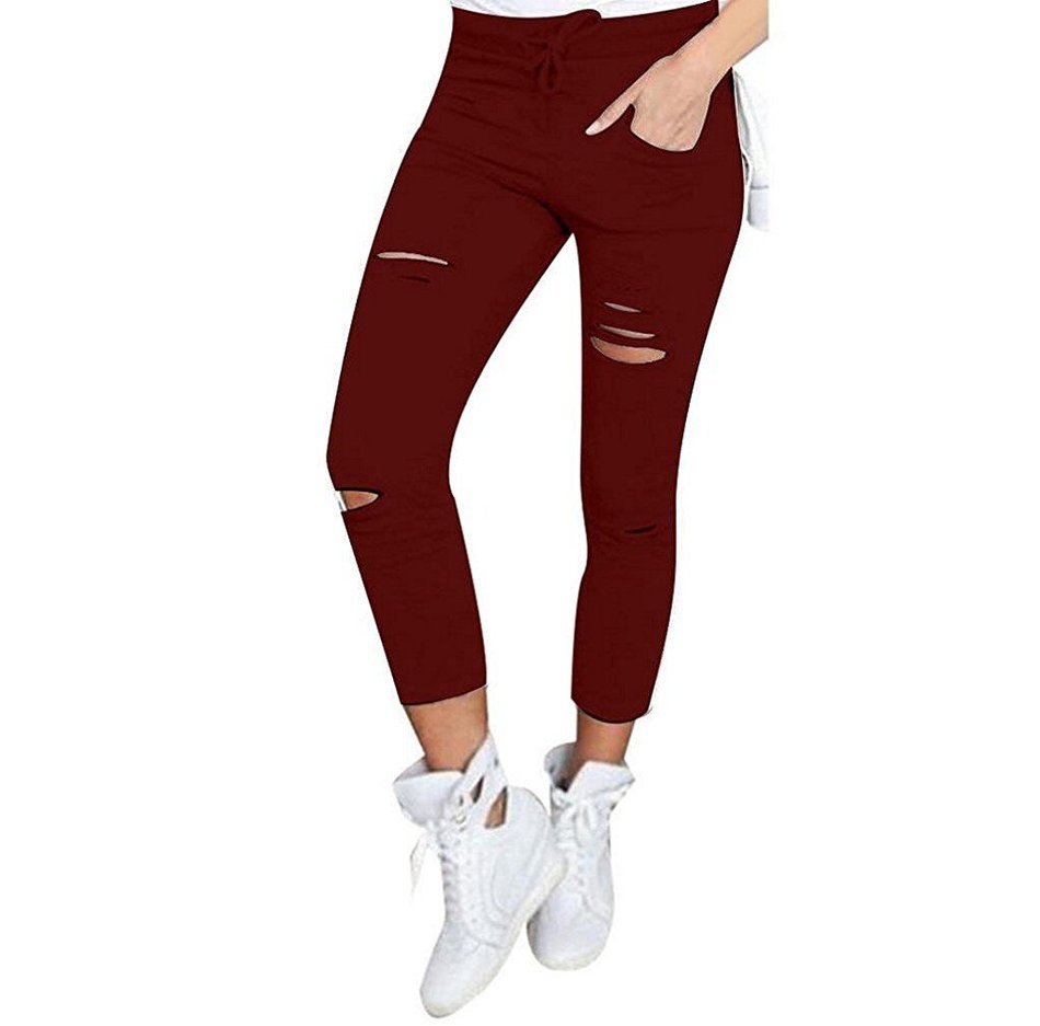 Pencil Pants,Morecome Women Skinny Ripped Pants High Waist Stretch Slim Pencil Trousers N19